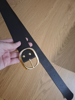 Belt new with gold buckle in dark brown, size 100