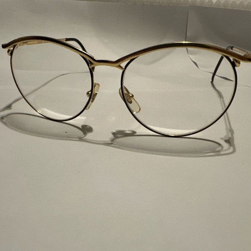 K&B 70372 Vintage Cat-Eye Eyeglasses Gold Metal Frame New