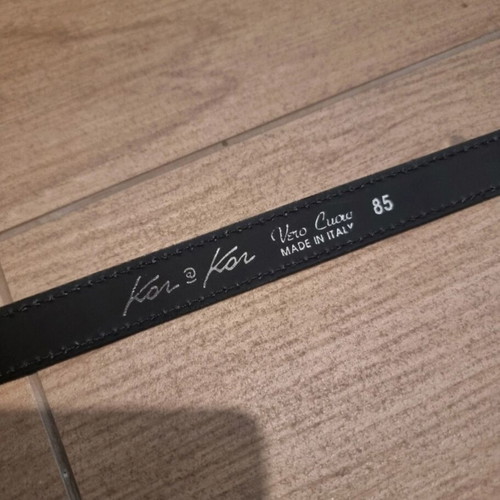 Leather belt black with metal elements and crystals 85cm KOR@KOR