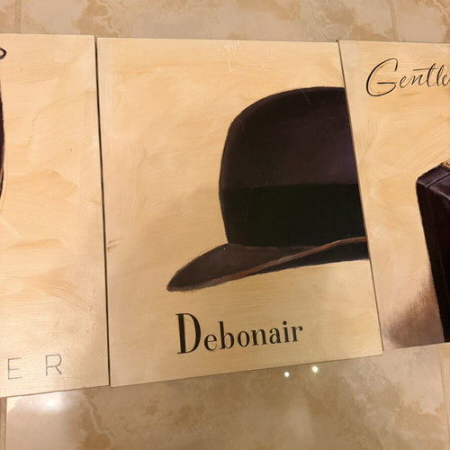 Gentleman vintage style canvas wall art set