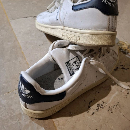 Stan Smith Adidas athletic shoes used, white with blue, size 40