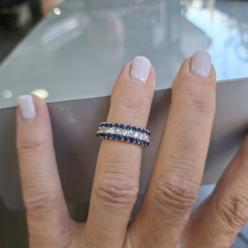 Silver ring with zircon new, size 55, blue and silver