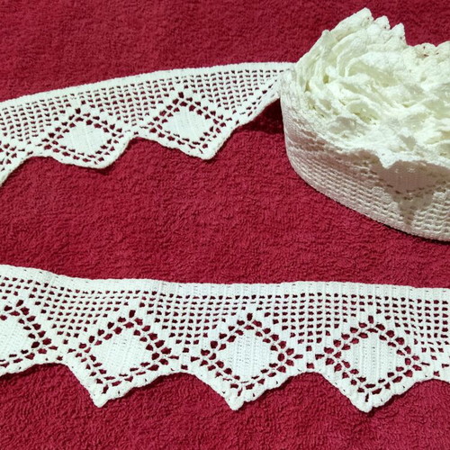 Handmade Crochet Lace 5.85 Meters New, White Cotton Thread