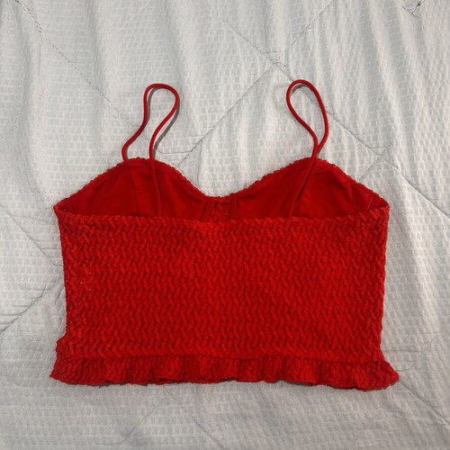 Bershka Red Crop Top Large lace pattern like new
