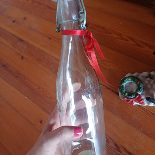 Santa Claus Christmas Tabletop Bottle Holder with 500ml Glass Bottle