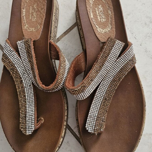 Moris flip flops like new, brown, size 39