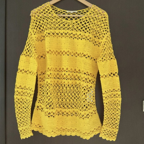 Maje yellow knitted blouse new, 100% cotton