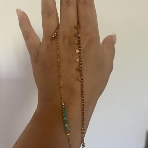 Double chain bracelet with turquoise stones pink gold, like new