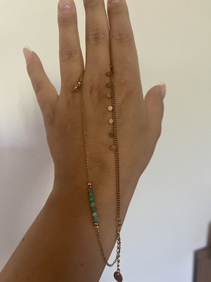 Double chain bracelet with turquoise stones pink gold, like new