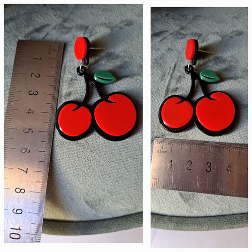 Cherry earrings large dangling like new