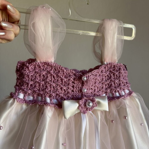 Vanilla Magnolia Boutique Baby Dress with Accessories, Handmade, New, 12-18 Months