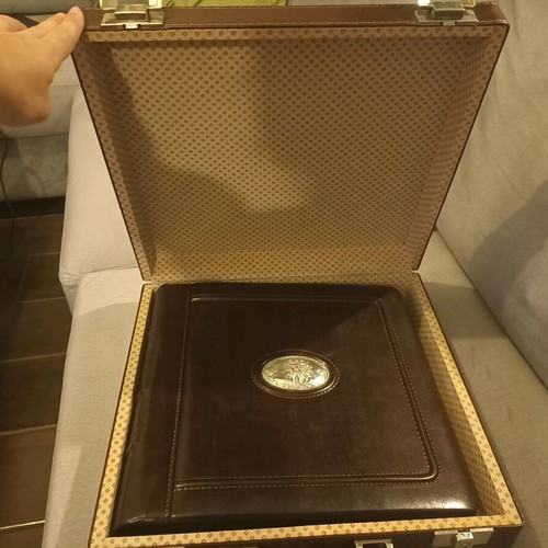 Authentic leather suitcase with luxury XL photo album 40 pages like new
