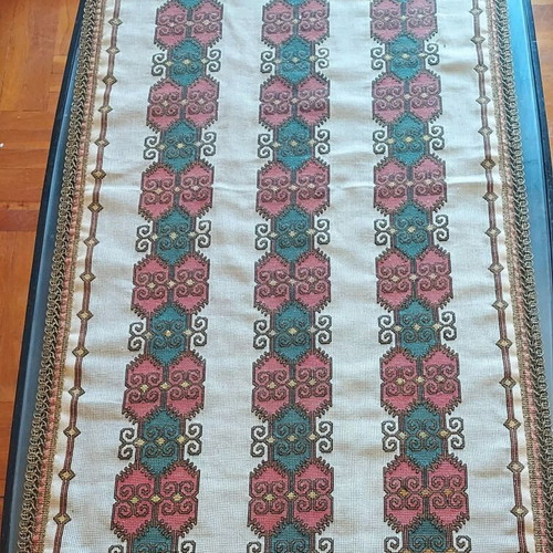 Handmade vintage table runner with floral colors like new