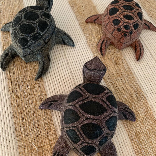 Decorative turtle 12 cm new, handmade from wood and colored sand