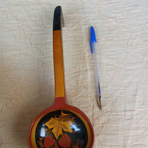 Wooden decorative spoon like new, hand-carved and hand-painted lacquered