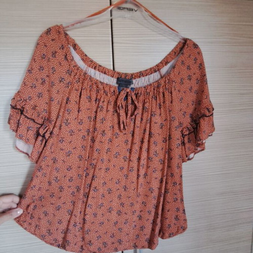 Attrattivo top, brown and orange, size S