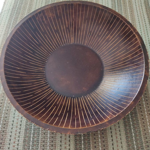 Wooden deep platter used, 30 cm diameter