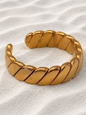Steel open ring new, gold color, size 55.5