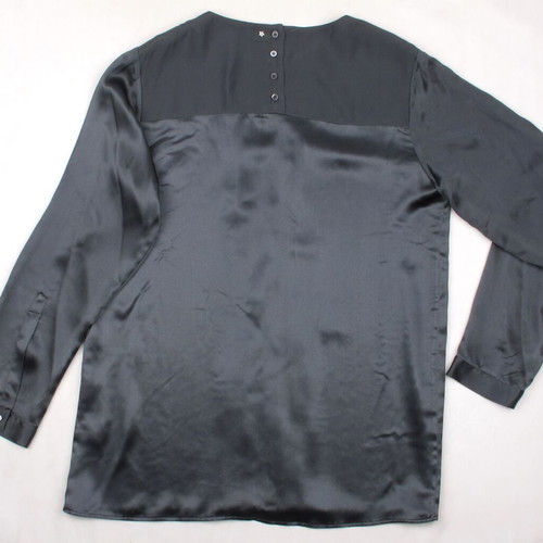 Lorena Antoniazzi blouse size L grey 100% silk Italy like new