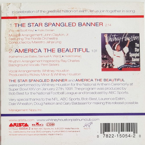 Whitney Houston The Star Spangled Banner CD като нов