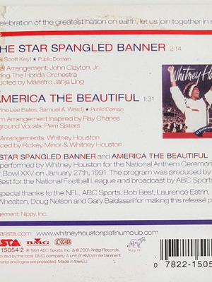 Whitney Houston The Star Spangled Banner CD като нов
