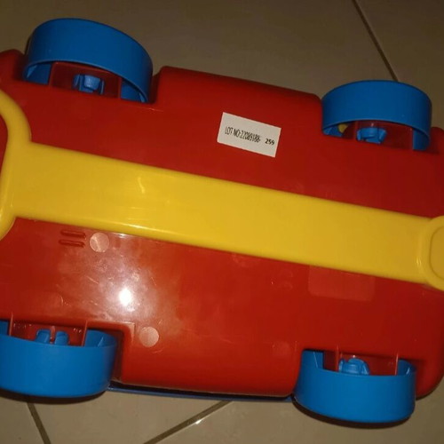 Pull and construction toy like new with cart and building blocks