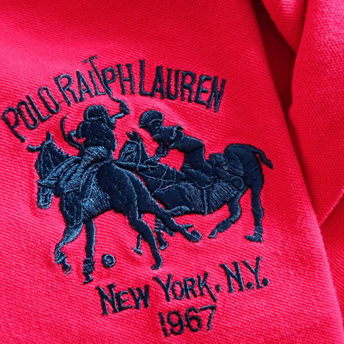 Polo Ralph Lauren Rugby Shirt Double Big Pony size L like new, red and white