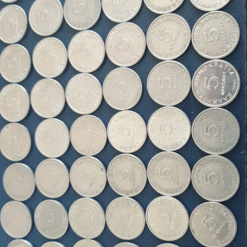 5drx Aristotle coins used, set of 60 from 1976-1990