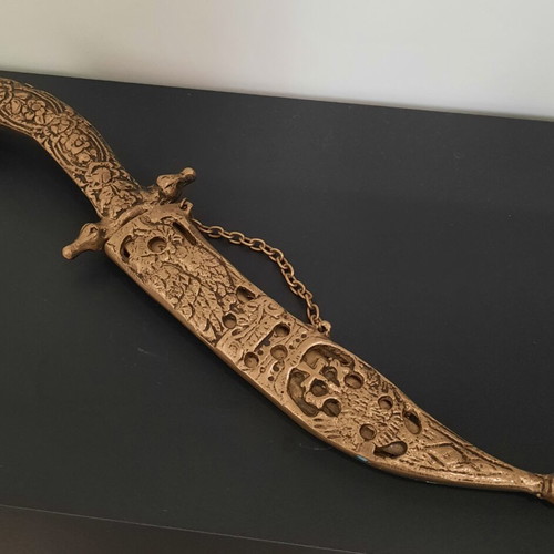 Vintage decorative brass knife used with 1821 engraving
