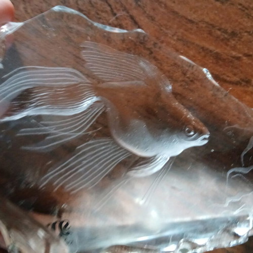 Mats Jonasson crystal sculpture like new, Sweden full lead fish