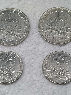 French coins used, set of 4 pieces