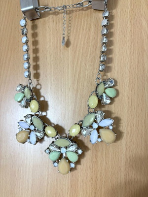 Accessorize necklace with stones used, colorful floral design