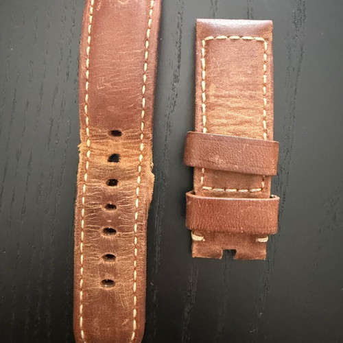 Leather watch strap 24mm used, brown