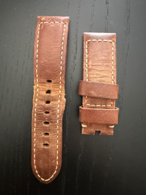 Leather watch strap 24mm used, brown