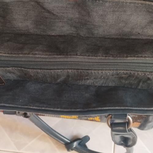 Dudlin Shoulder Bag like new with colorful embroidery and denim texture