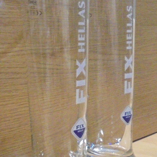 Fix Hellas beer set of 2 used promotional glasses 0.5lt