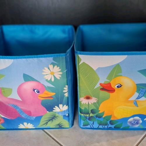 Children's storage boxes used, set of 2 with duck designs