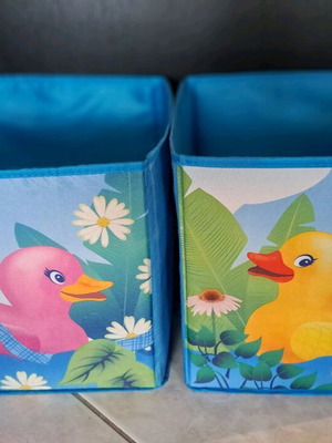 Children's storage boxes used, set of 2 with duck designs