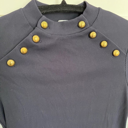 H&M Elastic Dress Dark Blue Used With Gold Buttons