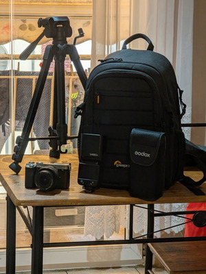 Sony a7c camera kit new with flash, tripod, bag, and 64GB memory card