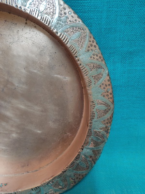 Copper tray used, large, 46cm diameter