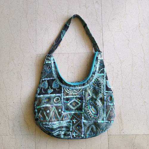Embroidered cotton shoulder bag like new
