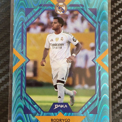 2025 DAKA Real Madrid C.F. Rodrygo Teal Wave Refractor numbered 44/99 trading card