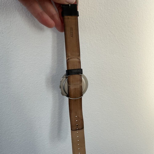 Alessi Record Chronograph AL6021 men's watch quartz black leather strap like new