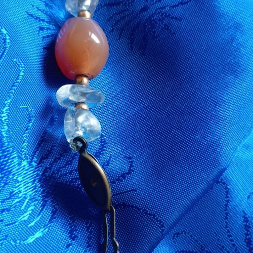 Long Necklace with Natural Carnelian and Clear Quartz stones used
