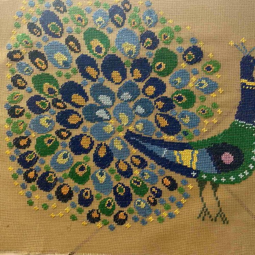 Handmade framed embroidery used, 0.45 x 0.40 m