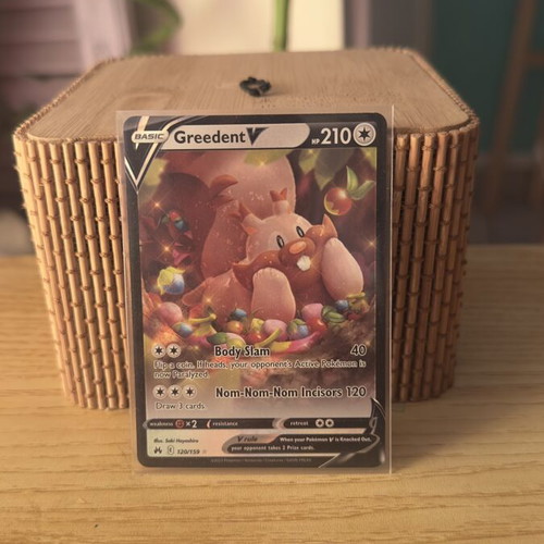 Greedent V Pokemon card in excellent condition