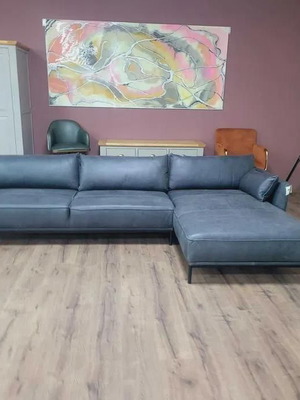 Odelle dark gray leather corner sofa new