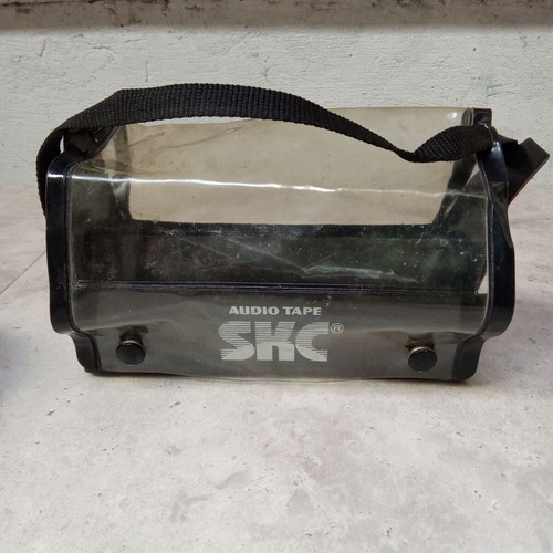 SKC cassette case for 10 tapes black transparent used, 1980s