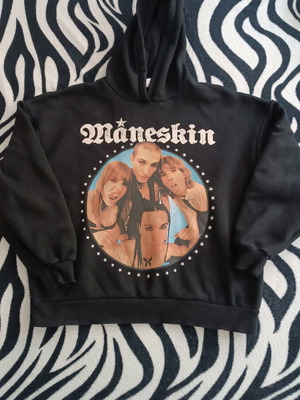 Oversized Maneskin Hoodie like new, Bershka, black, XS
